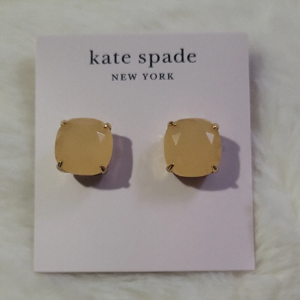 Kate Spade Light Tan Square Stud Earrings - Picture 1 of 3